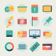 Modern flat icons vector collection, web design objects,