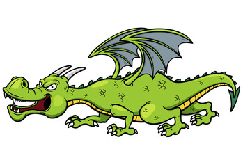 Vector illustration of Cartoon green dragon