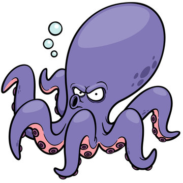 Vector illustration of Cartoon octopus
