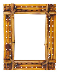 Bamboo frame isolated on white background.