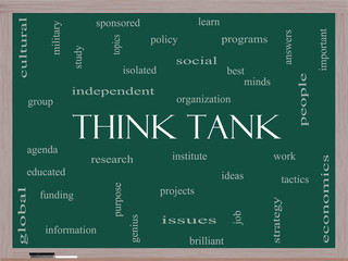 Think Tank Word Cloud Concept on a Blackboard