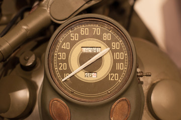 Old style of motorcycle speedometer - obrazy, fototapety, plakaty