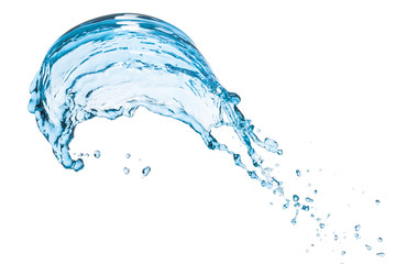 blue water splash isolated on white background