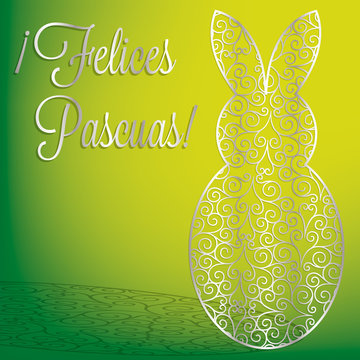 Filigree bunny 'Happy Easter' card in vector format