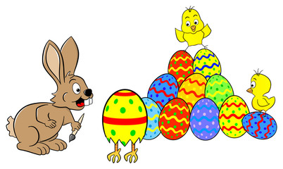 Osterhase findet ein laufendes Osterei