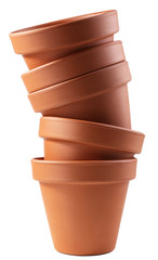 Clay flower pots, isolated on white