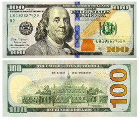 Hundred redesigned american dollars - obrazy, fototapety, plakaty