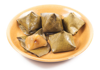 The Steamed dessert of Chinese New Year festival on white backgr