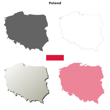 Blank detailed contour maps of Poland
