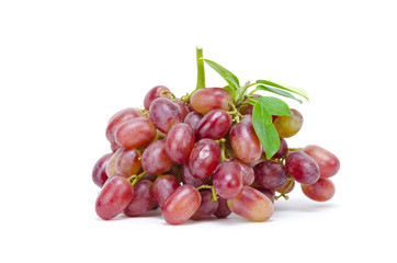 Green and red ripe grape isolated on the white background
