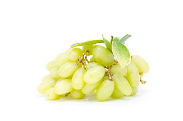 Green and red ripe grape isolated on the white background