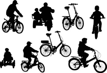 Fototapeta premium set of eight bicycles isolated on white background