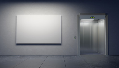 blank picture in the elevator's hall