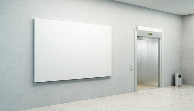 blank picture in the elevator's hall