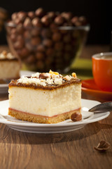 cheesecake with nuts on plate