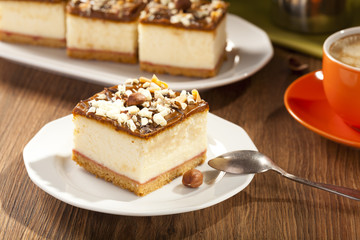 cheesecake with nuts on plate