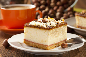 cheesecake with nuts on plate