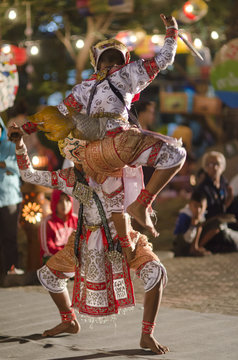 Thai Cultural Show Hanuman "Khon-Thai classical masked ballet , Thailand. Ramayana Story"