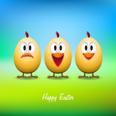 Happy easter - Funny chicken eggs - vector card