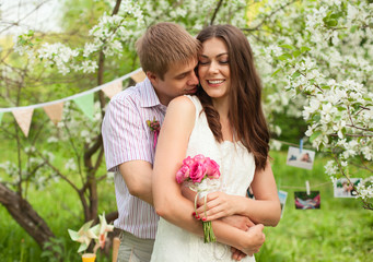 Romantic portrait of a beautiful couple in love