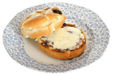 Toasted Buttered Hot Cross Bun