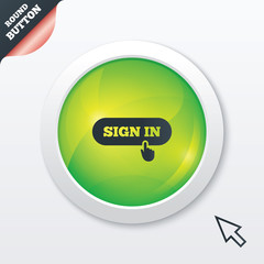 Sign in with hand pointer icon. Login symbol