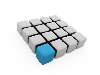Abstract blue cubes background rendered