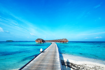 Beautiful beach with water bungalows