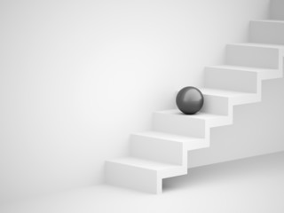 One black spheres on stairs business