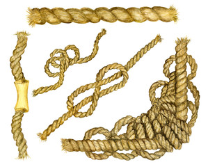 Set of the hand drawn ropes