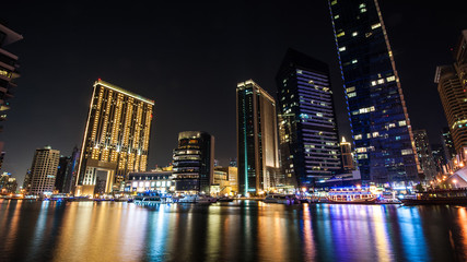 Fototapeta na wymiar Night view of Dubai Marina, UAE. 
