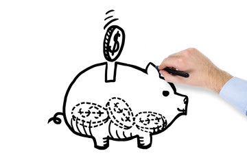 A hand drawing piggy bank
