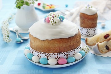 Traditional Easter cake. Selective focus.