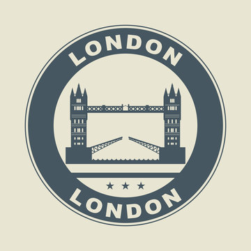 Stamp or label with word London inside, vector