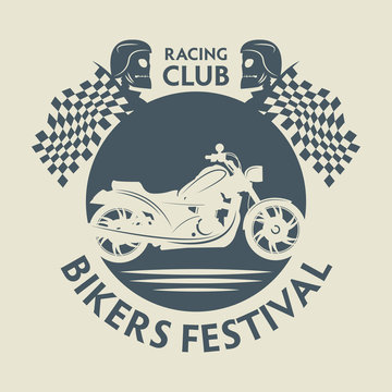 Stamp or label with skull and the words Bikers Festival inside