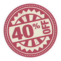 Abstract stamp or label with the text 40 percent off written ins