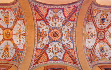 Bologna - Fresco from external corridor of Via Farini street.