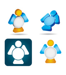 Abstract angel icon set on