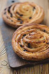 Close-up of french sweet buns, vertical shot