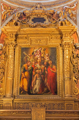 Fototapeta na wymiar Bologna - Madonna with the saints - Santa Maria della Vita.