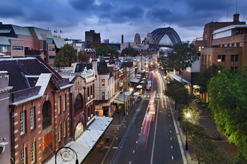 Sydney The Rocks bridge from Top sunset © Taras Vyshnya