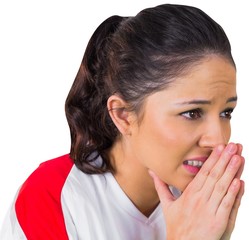 Nervous football fan in white