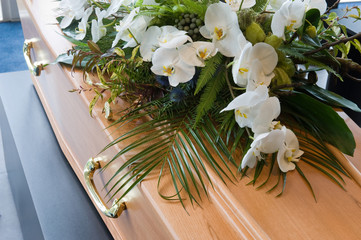 Coffin in morque