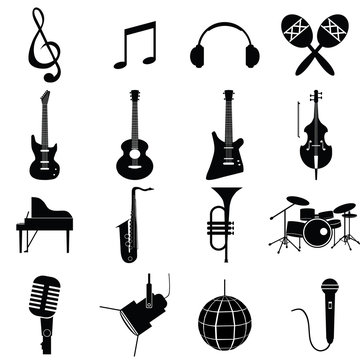 music instruments vector include guitar, cello, piano, drums