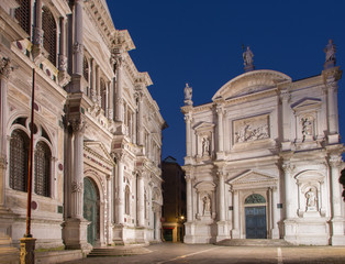 Fototapeta na wymiar Venice - Scuola Grande di San Rocco and church Chiesa San Rocco