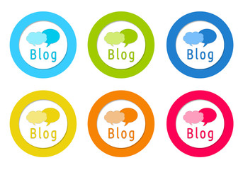 Colorful rounded icons with Blog symbol