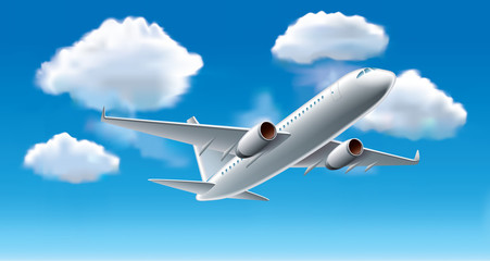 Fototapeta na wymiar Airplane in sky vector illustration