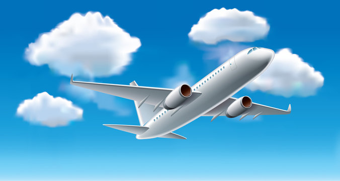 Airplane in sky vector illustration