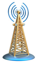digital transmitter sends signals from high tower