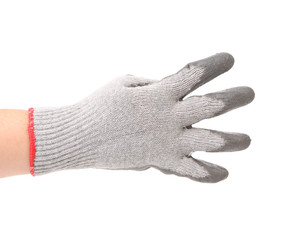 Hand in gloves shows four.